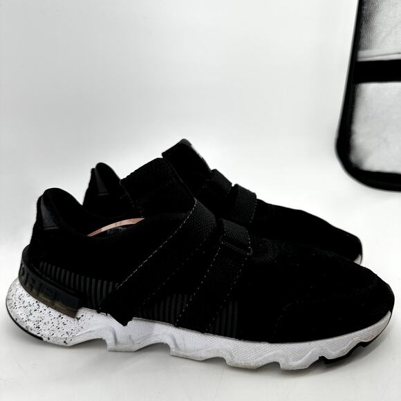 Sorel Kinetic Lite Strap Walking Sneakers Perforated Suede Strap Accent Black 10 - Picture 3 of 7